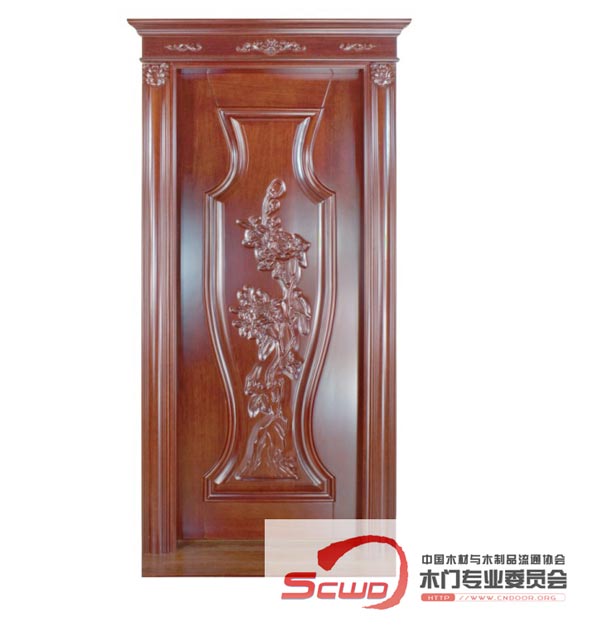 门业图片-原木门鑫欧典全国十大原木门品牌，中式原木单开门OD-077图片