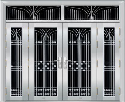 门业图片-不锈钢四开门系列供应珈福不锈钢四开门四开门JFSK-5008（二类花）图片