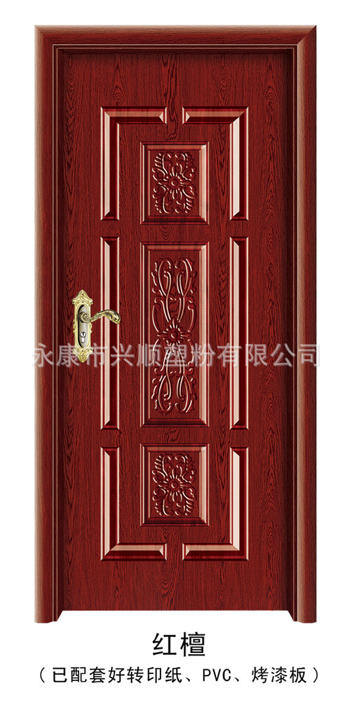 门业图片-白象木钢木门仿实木新颜色—塑粉—红檀红檀图片