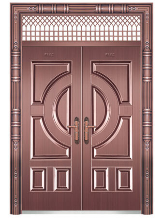 门业图片-深拉伸豪华系列保家双开门（仿真铜）ZT-1010图片