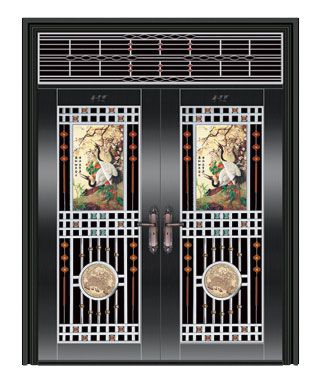 门业图片-不锈钢门黑钛金七类花ZTMM-6003图片