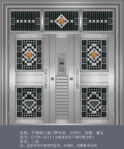 门业图片-不锈钢系列不锈钢三扇门DY28-3212图片