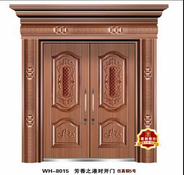 门业图片-非标仿铜门福满屋厂家特价定做不锈钢门 非标大门 进户门仿真铜门图片