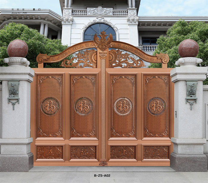 门业图片-平开门气派入户别墅大门铝艺大门JH356图片