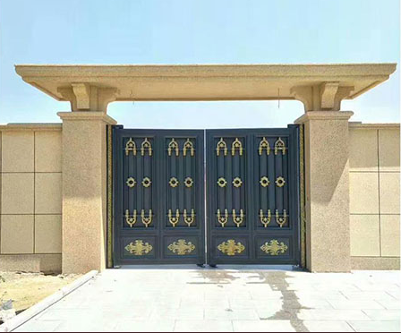 门业图片-平开门豪华庭院围墙洋房铝艺大门JH605图片