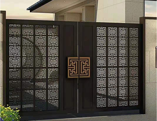 门业图片-平开门庭院围墙大门别墅庭院大门豪华铝艺门JH854图片
