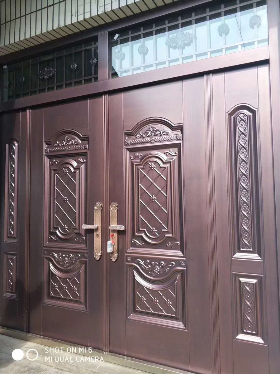 门业图片-仿铜门供应湖北浠水地区锌合金仿真铜别墅大门XK-3995图片