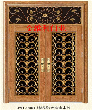门业图片-不锈钢门SUS304玫瑰金木纹客户定制图片