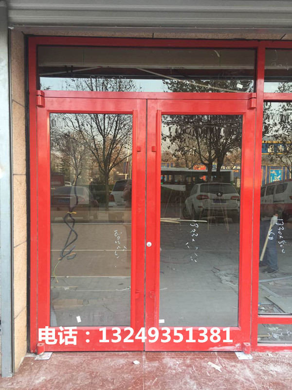 门业图片-肯德基门石家庄中国红肯德基门 铝型材肯德基门 宏远门业1900*2400图片