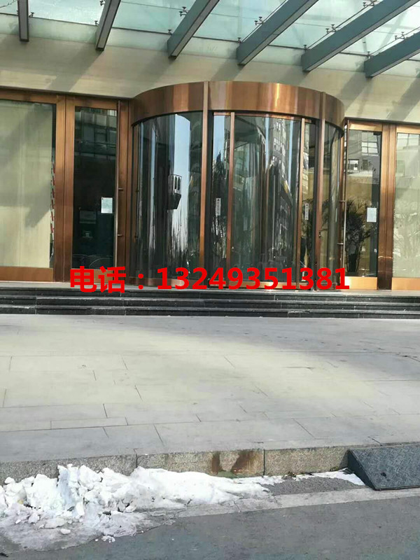 门业图片-自动门石家庄钛金色旋转门 两翼旋转门 宏远门业2000-3800图片