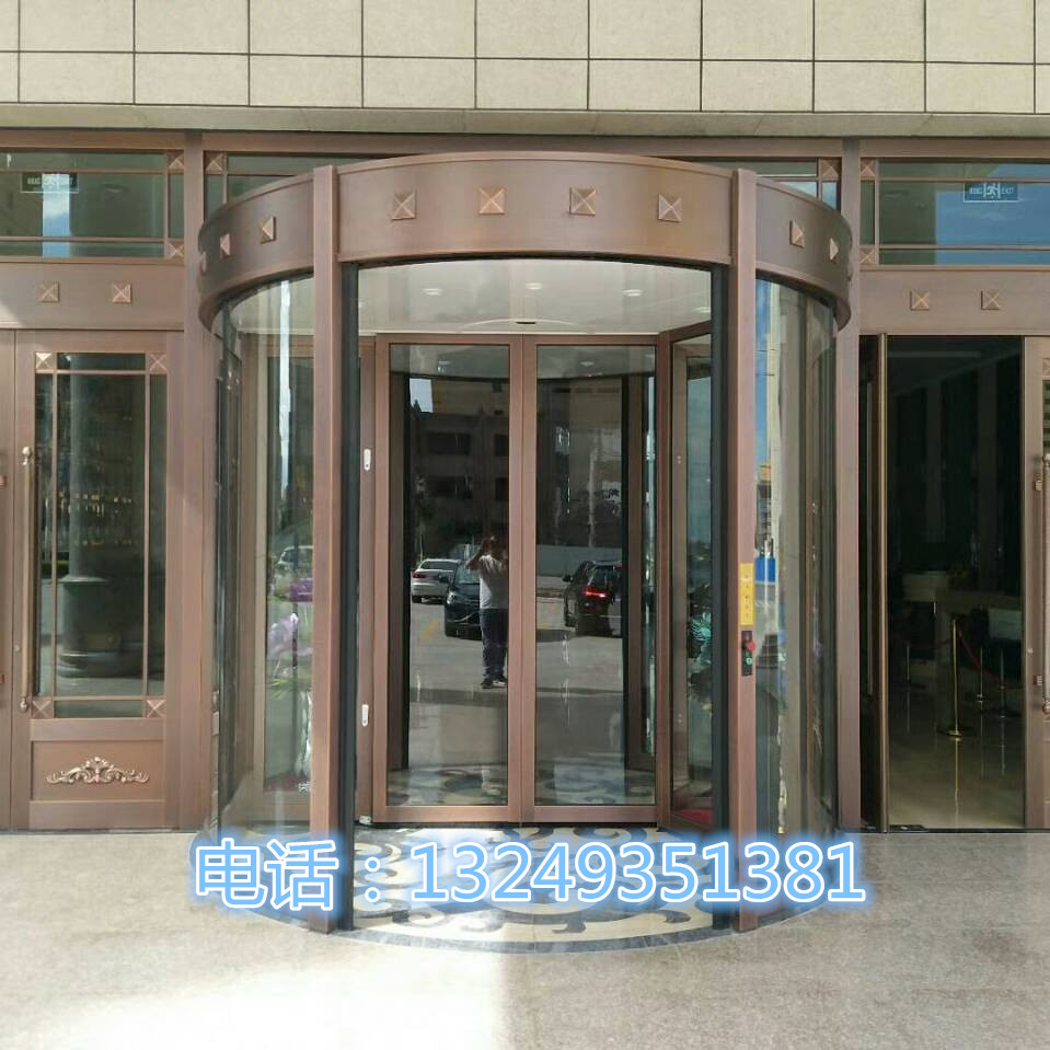 门业图片-自动门石家庄宾馆酒店旋转门 铜旋转门 宏远门业2000-3800图片