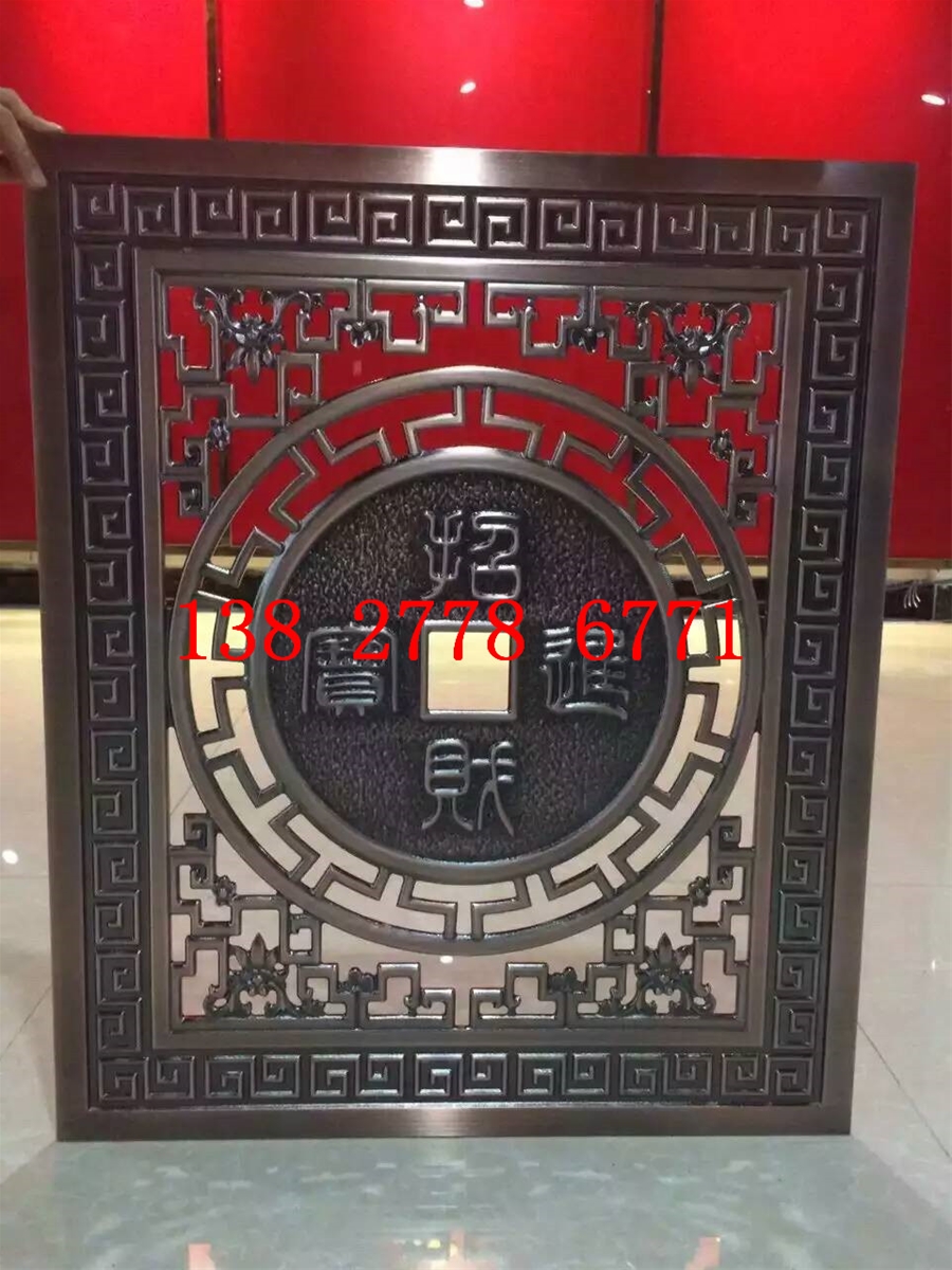 门业图片-不锈钢屏风304不锈钢屏风高档隔断墙古铜色花格厂家可定制图片