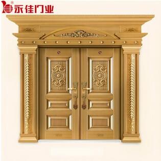 门业图片-非标门系列永佳(yongjia)别墅大门 大气天成对开门 土豪金 对开门 非标门非标门，可定制图片