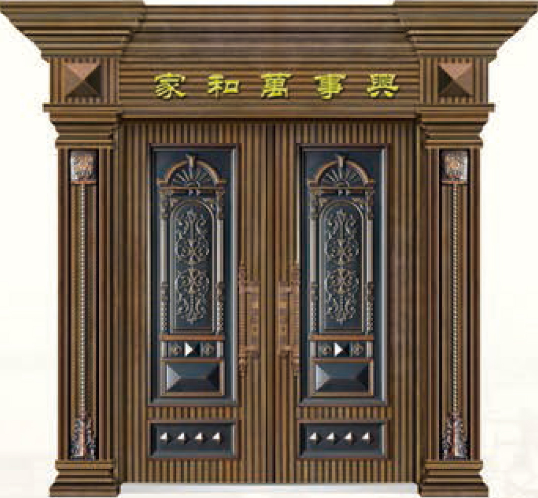 门业图片-拼接别墅大门系列197020合金板拼接-精雕直纹板1号色拼接别墅大门系列图片