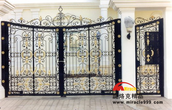 门业图片-铁艺大门广州锻造铁艺大门 古典大门 铜门 不锈钢自动门可来图订做按客户要求图片