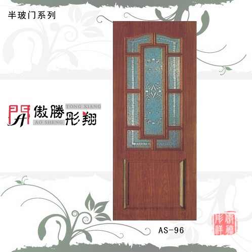 门业图片-玻璃推拉门傲胜彤翔木门，半玻门，半玻门系列T9图片