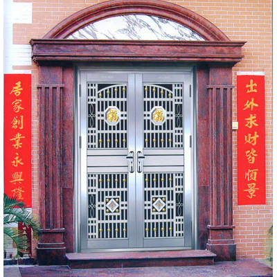 门业图片-双开门豪华不锈钢门FY-8677D图片