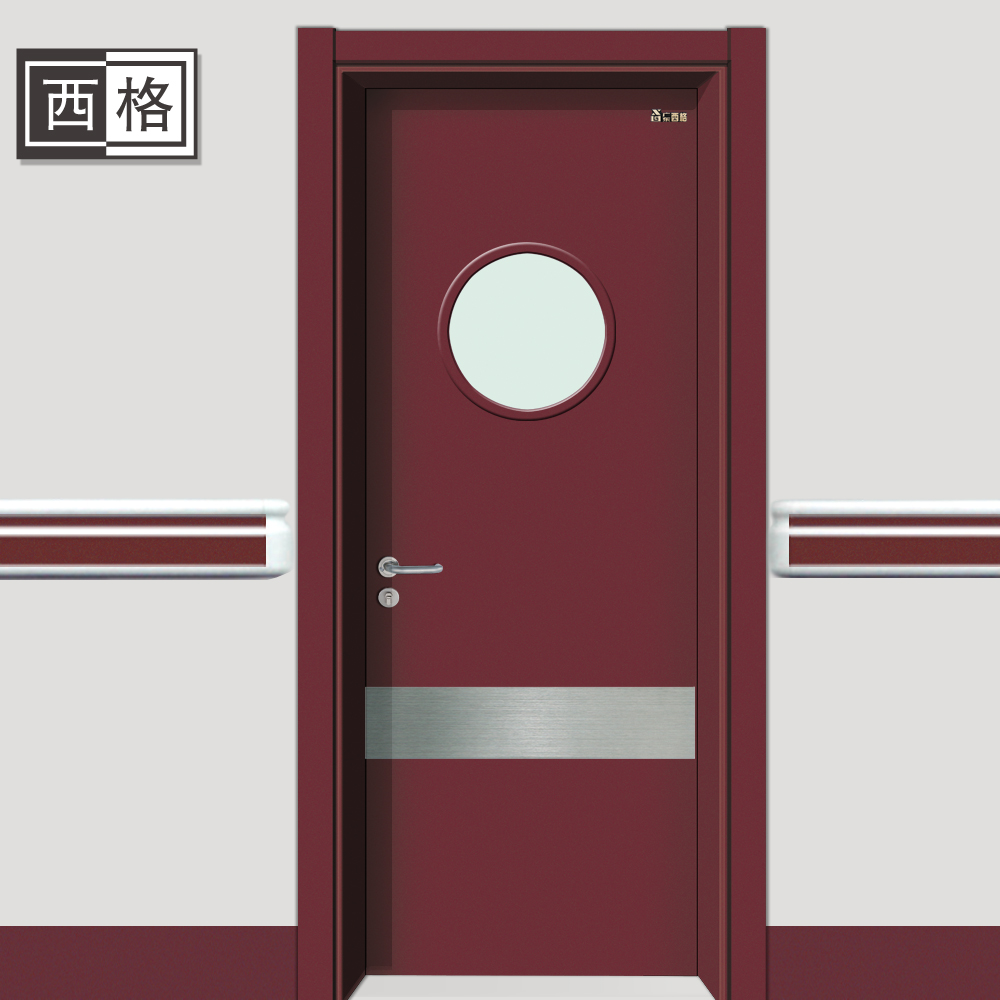 门业图片-医院门妇幼保健院 枣红色医院专用门 圆形观察视窗Y-DK103图片